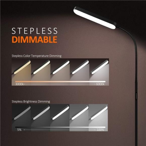 Floor Lamp, 15w/1000lm Bright LED Floor Lamp with 4 Color Temperature & Stepless - Picture 2 of 6